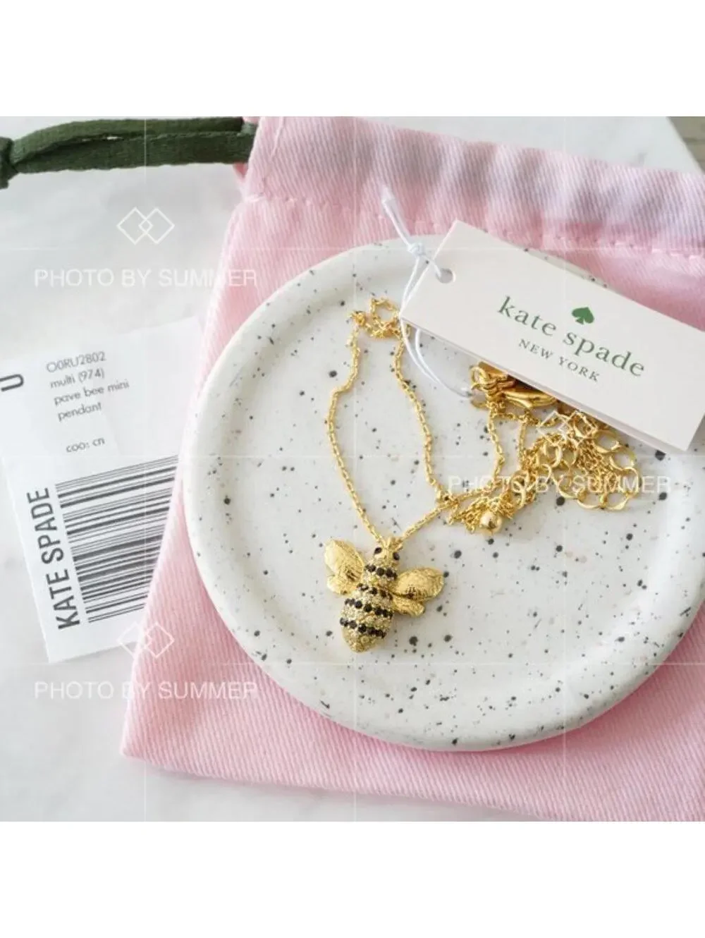Kate Spade Picnic Perfect Pave Bee Mini Pendant Necklace